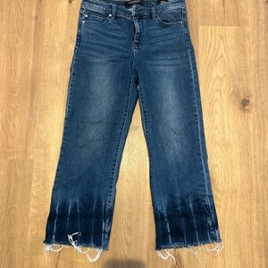 Dark Blue Frayed Hem Women's Jeans